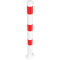 Barrier posts | Steel tube  76 x 2,6 mm | stationary, to be fixed by plugs | hot-dip galvanized and white coated withthree red reflecting stripes | with 2 eyelets